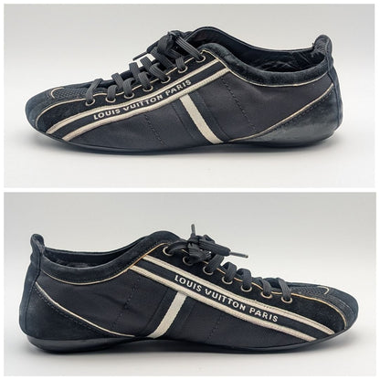 Louis Vuitton Sneakers Canvas Suede Black Logo Shoes — view 2