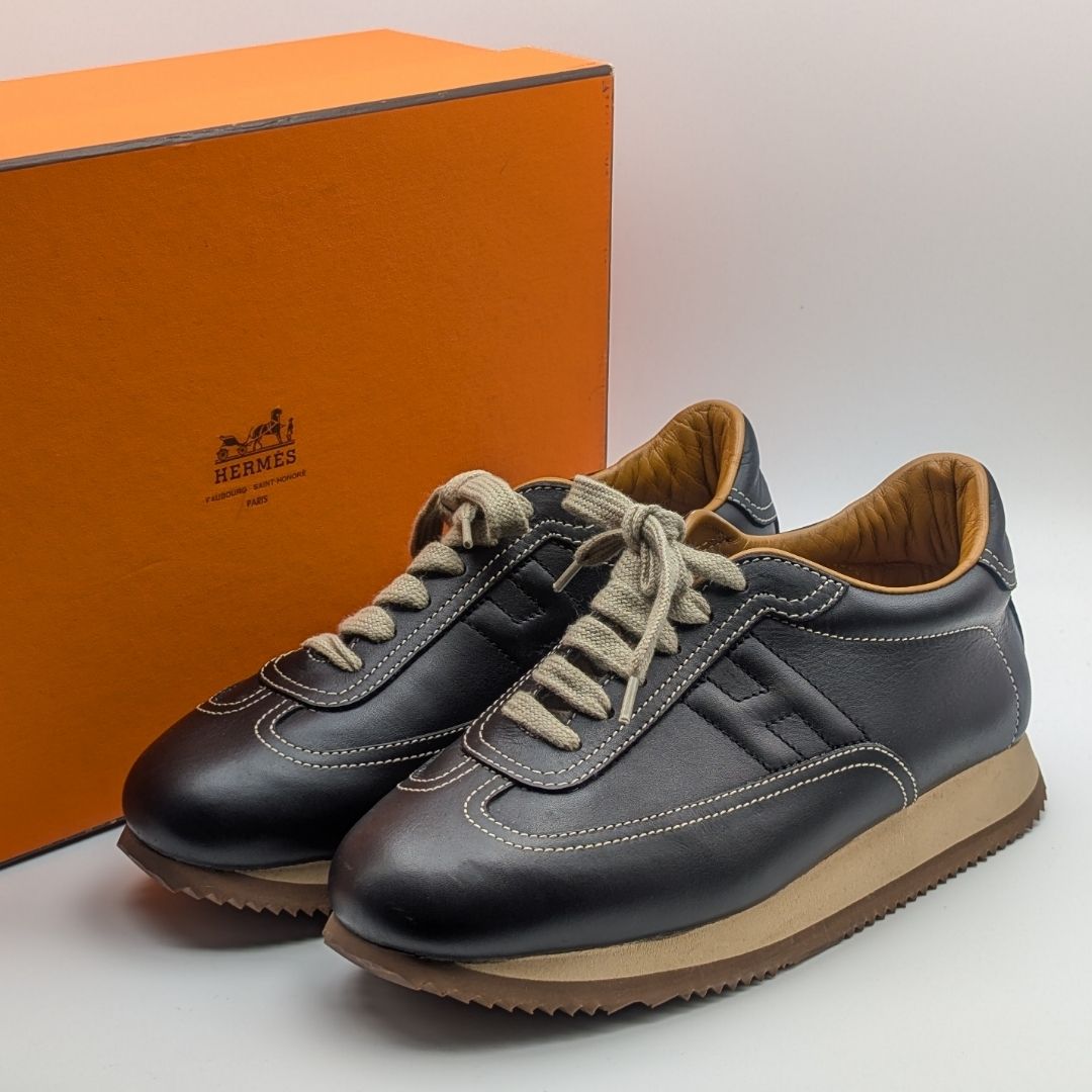 Hermes Quick Sneakers Leather Black Shoes