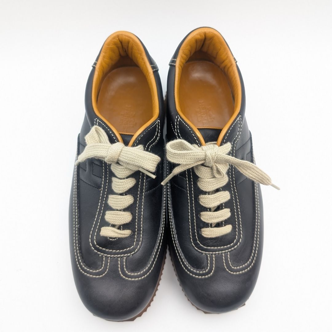 Hermes Quick Sneakers Leather Black Shoes — view 5