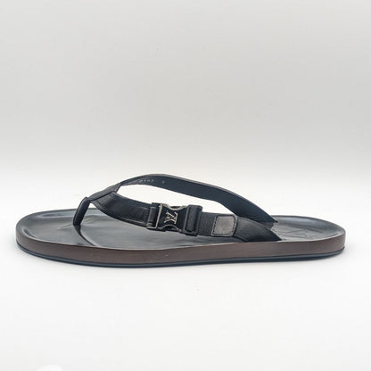 Louis Vuitton Leather LV Logo Black Sandals Thong Beach — view 2