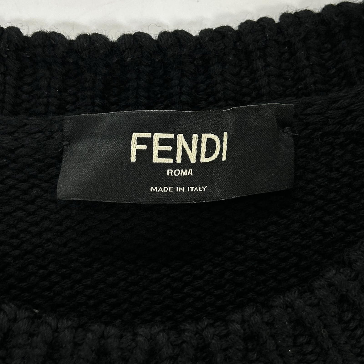 Fendi Black Wool 100 Logo Crew Neck Pullover Knit 52 Sweater — view 3