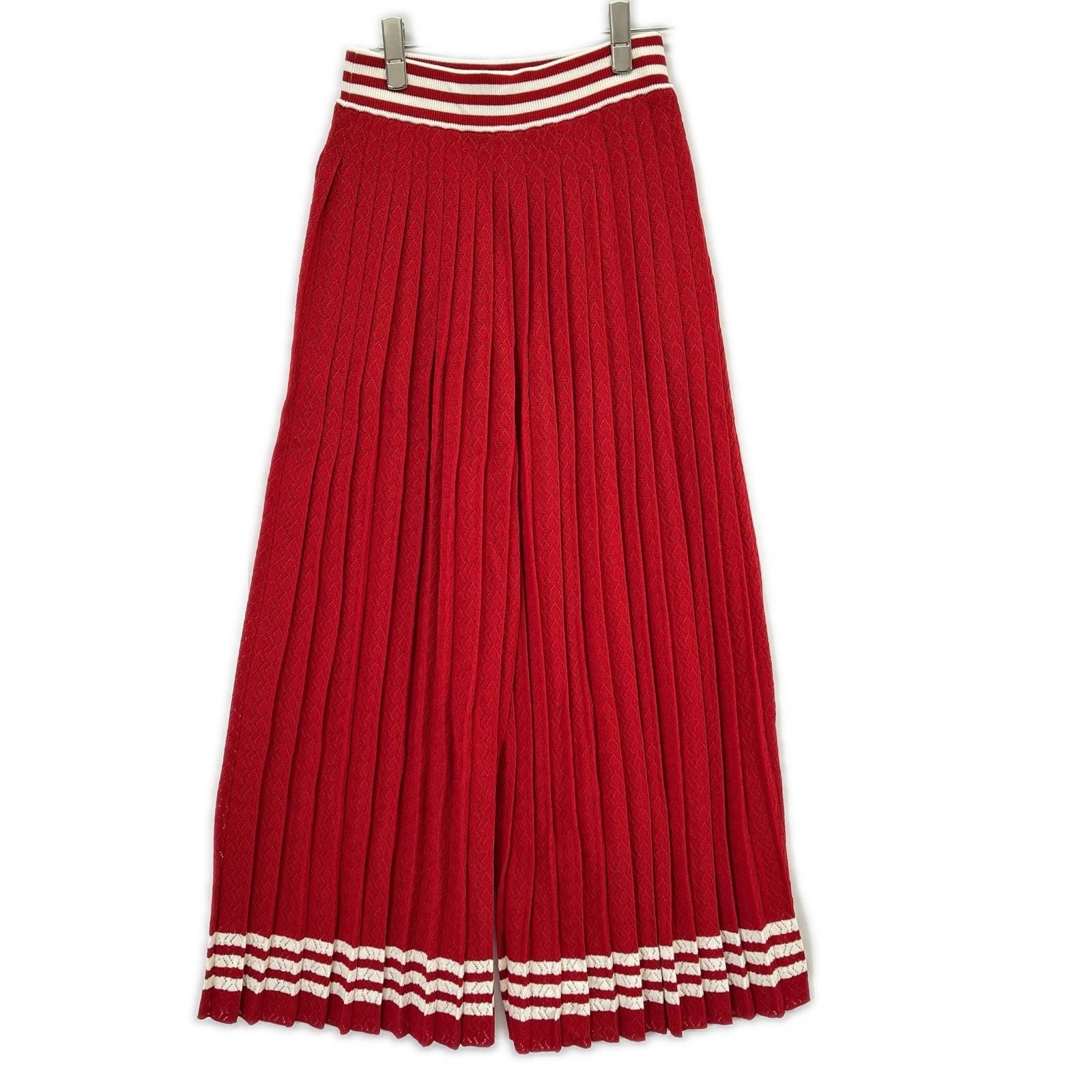 Gucci Adidas Red White Silk Blend 3 Stripes Lace Up Knit Wide Pants