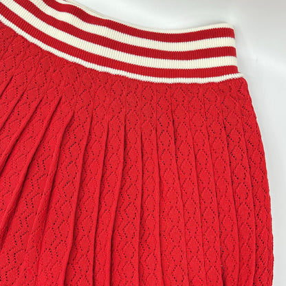 Gucci Adidas Red White Silk Blend 3 Stripes Lace Up Knit Wide Pants — view 8