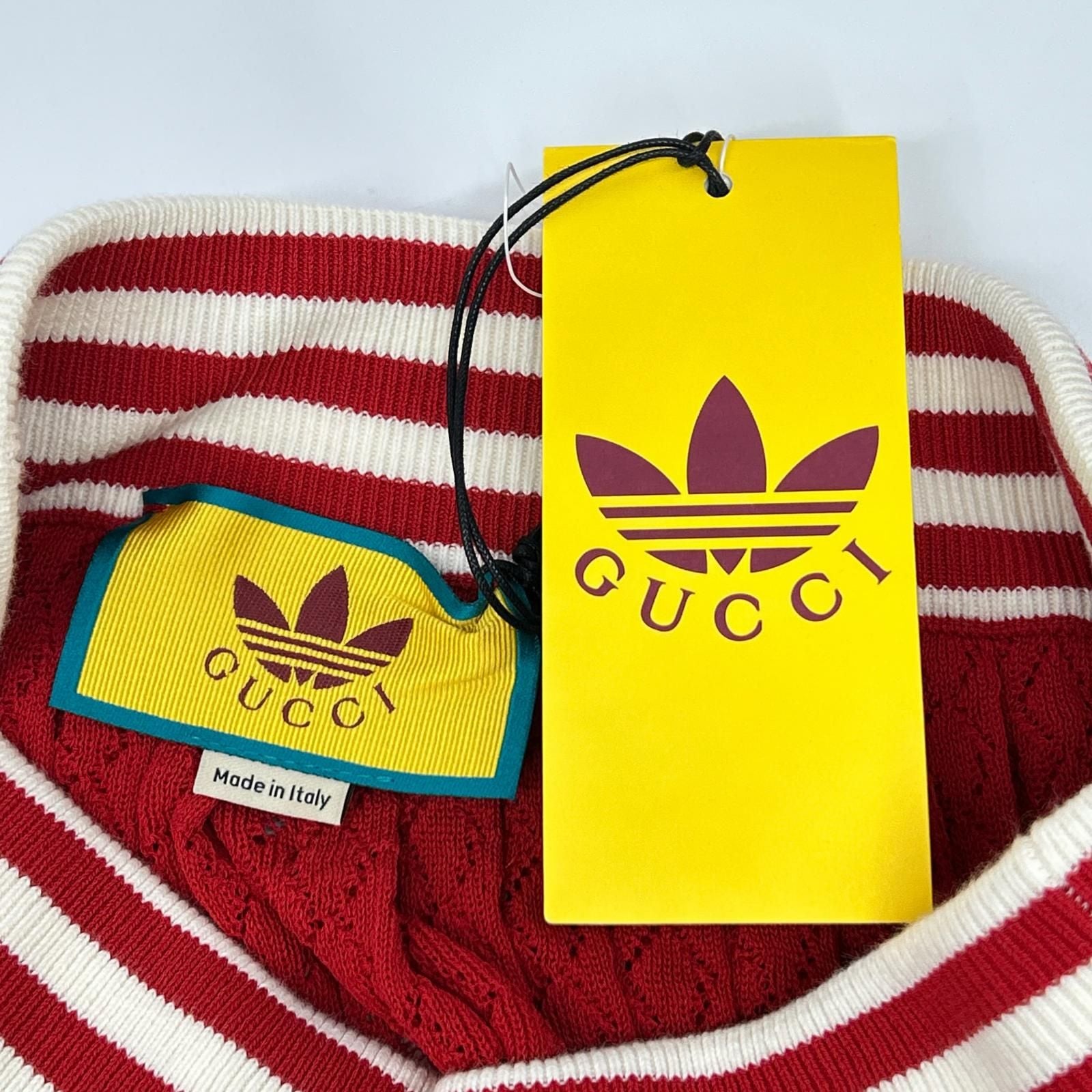 Gucci Adidas Red White Silk Blend 3 Stripes Lace Up Knit Wide Pants — view 3
