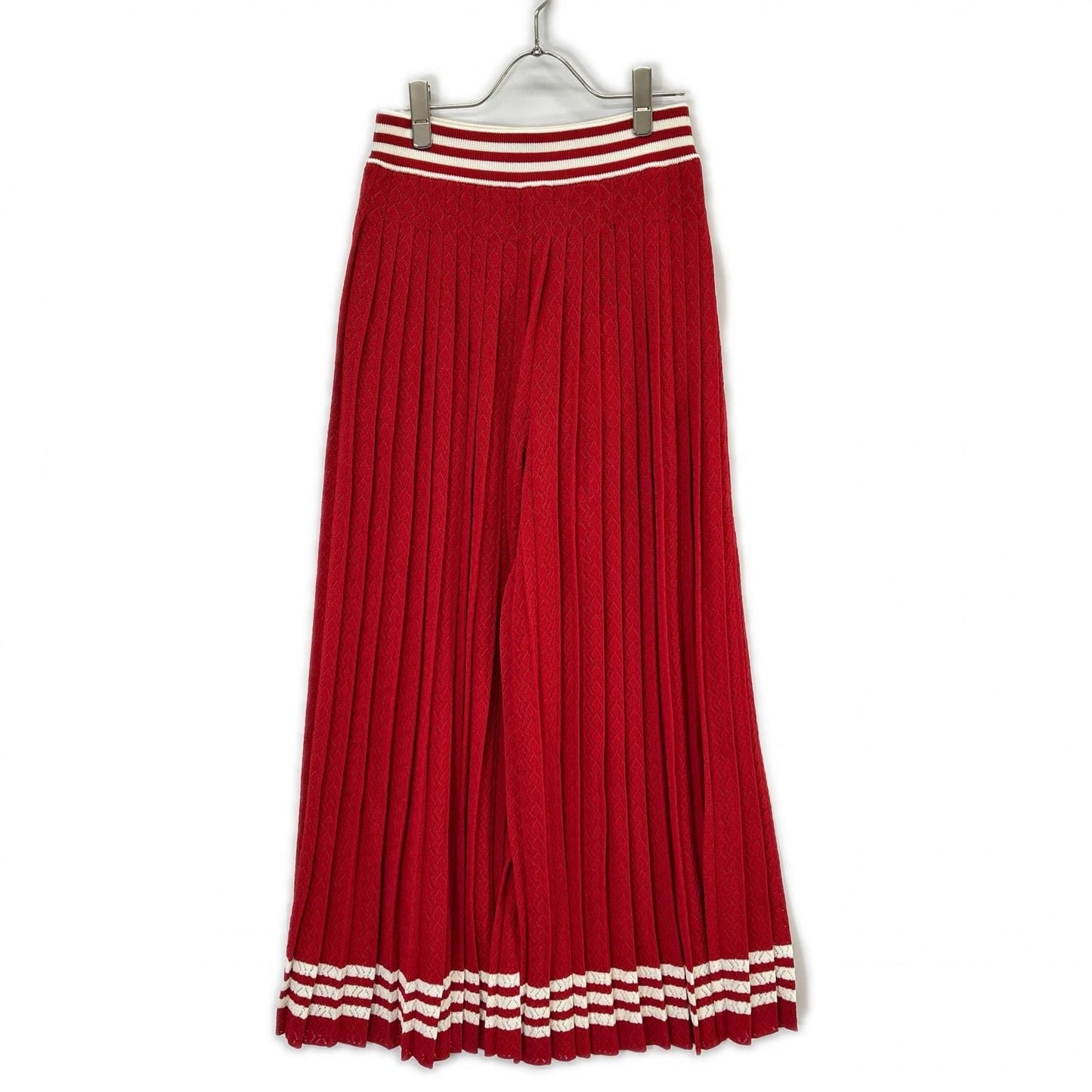 Gucci Adidas Red White Silk Blend 3 Stripes Lace Up Knit Wide Pants — view 2