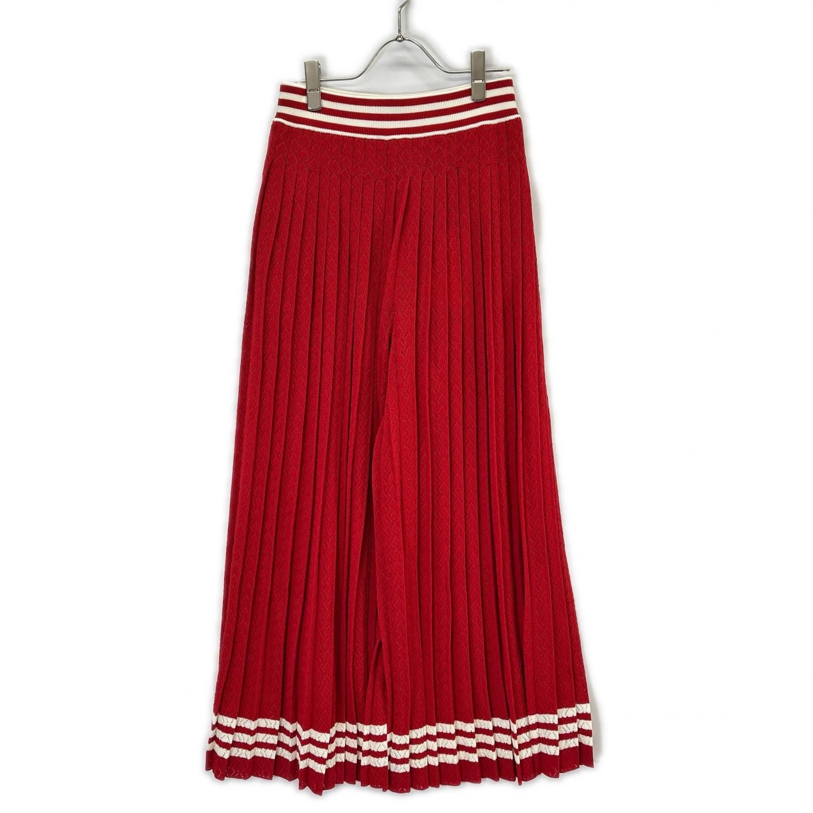 Gucci Adidas Red White Silk Blend 3 Stripes Lace Up Knit Wide Pants — view 2