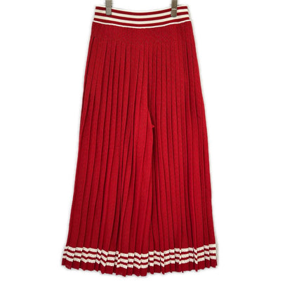 Gucci Adidas Red White Silk Blend 3 Stripes Lace Up Knit Wide Pants