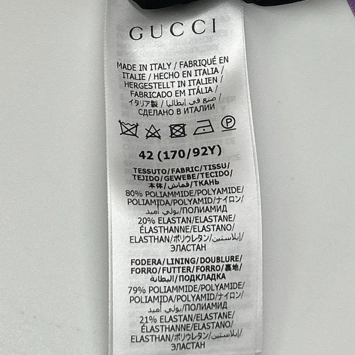 Gucci the Hacker Purple Nylon Pearl Rhinestone Brooch Gathered Stretch Blouse 42 — view 4