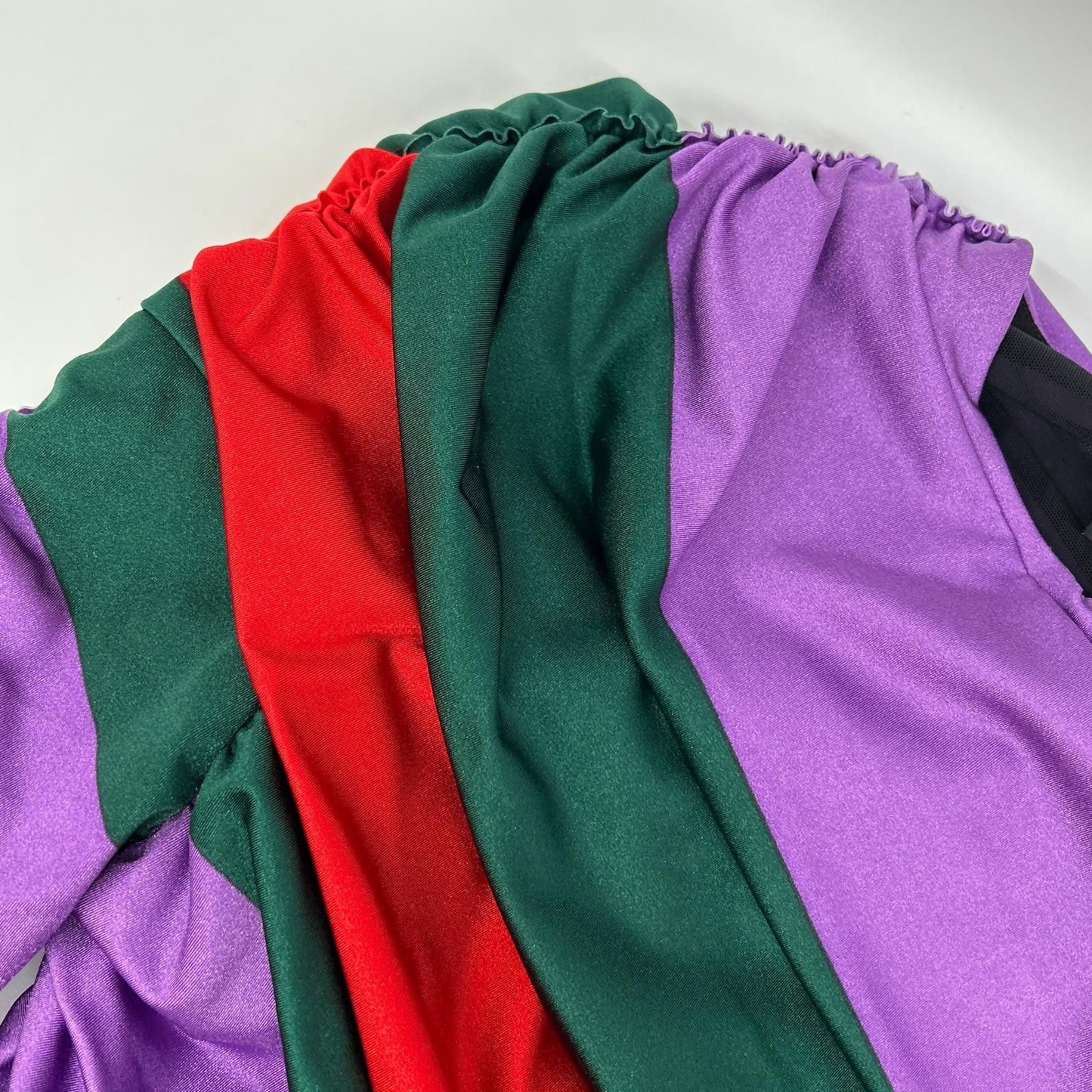Gucci the Hacker Purple Nylon Pearl Rhinestone Brooch Gathered Stretch Blouse 42 — view 6