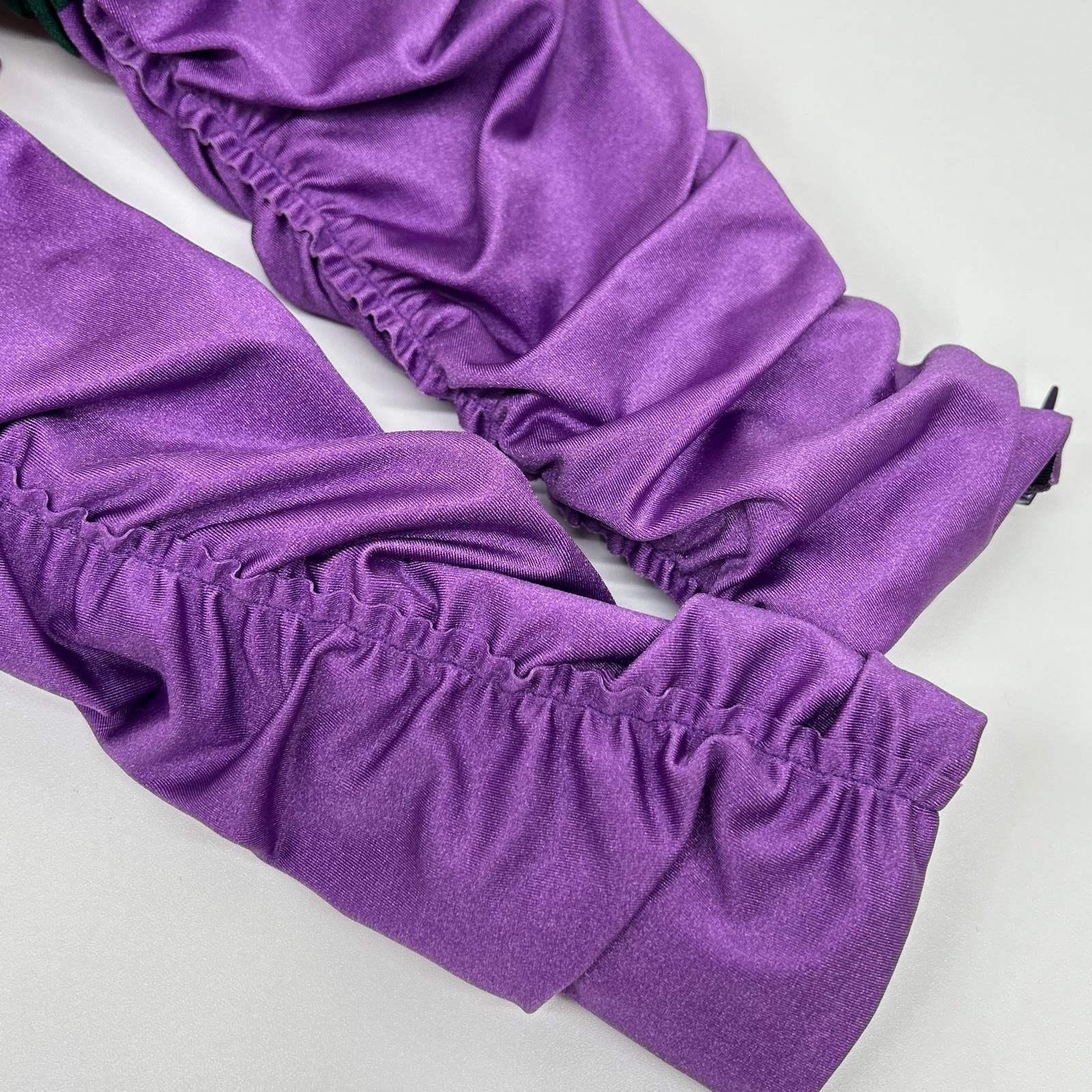 Gucci the Hacker Purple Nylon Pearl Rhinestone Brooch Gathered Stretch Blouse 42 — view 8