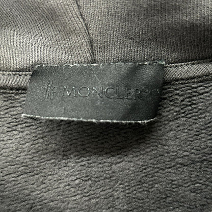 Moncler Hoodie Gray Cotton M Logo Sweatshirt Pullover — view 3
