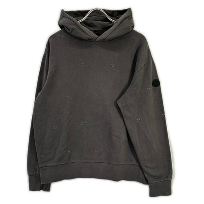 Moncler Hoodie Gray Cotton M Logo Sweatshirt Pullover