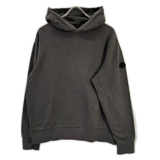Moncler Hoodie Gray Cotton M Logo Sweatshirt Pullover