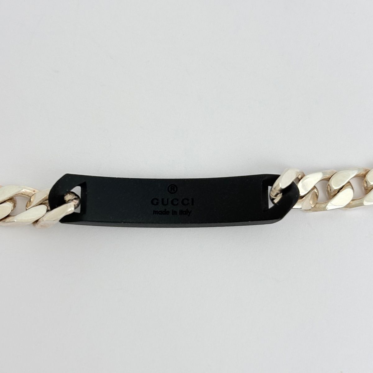 Gucci Logo Bracelet Plate 925 Sterling Silver Black — view 2