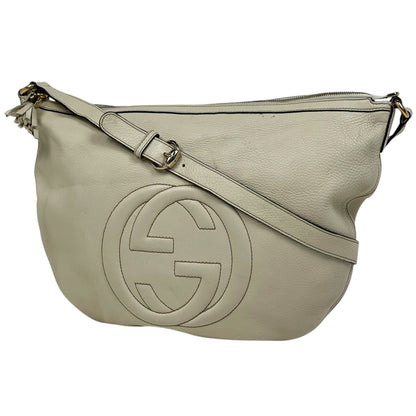 Gucci Soho Shoulder Bag Interlocking G Leather Ivory