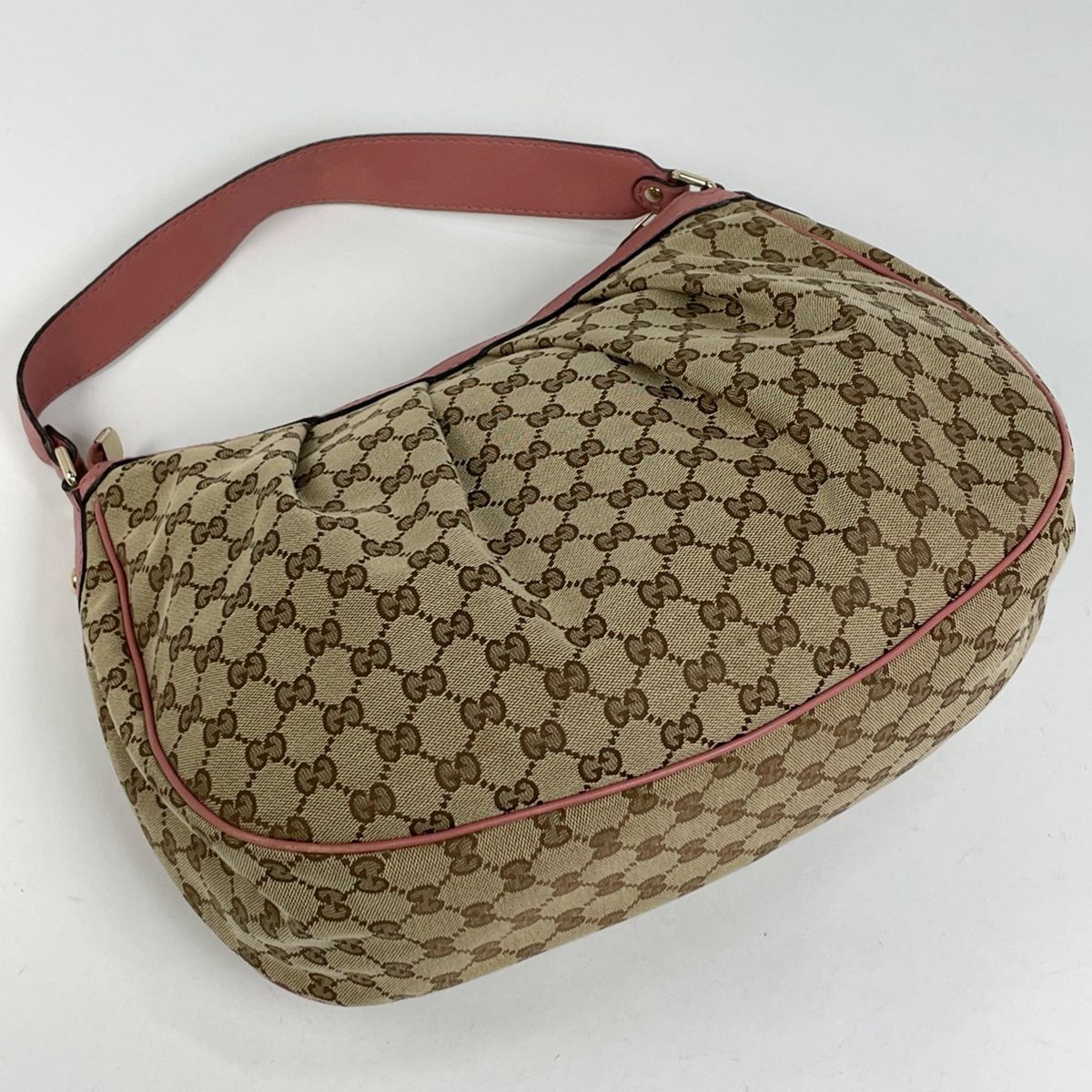 Gucci GG Pattern Ski Shoulder Bag Canvas Beige Pink — view 2