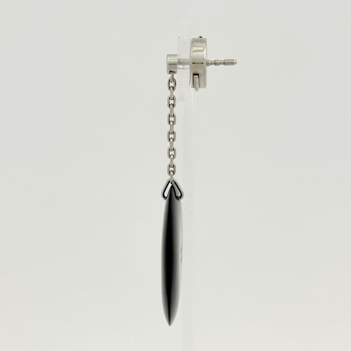 Hermes Buffalo Horn Earrings Swing Series Metal Silver Brown — view 2