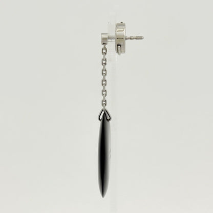 Hermes Buffalo Horn Earrings Swing Series Metal Silver Brown — view 2