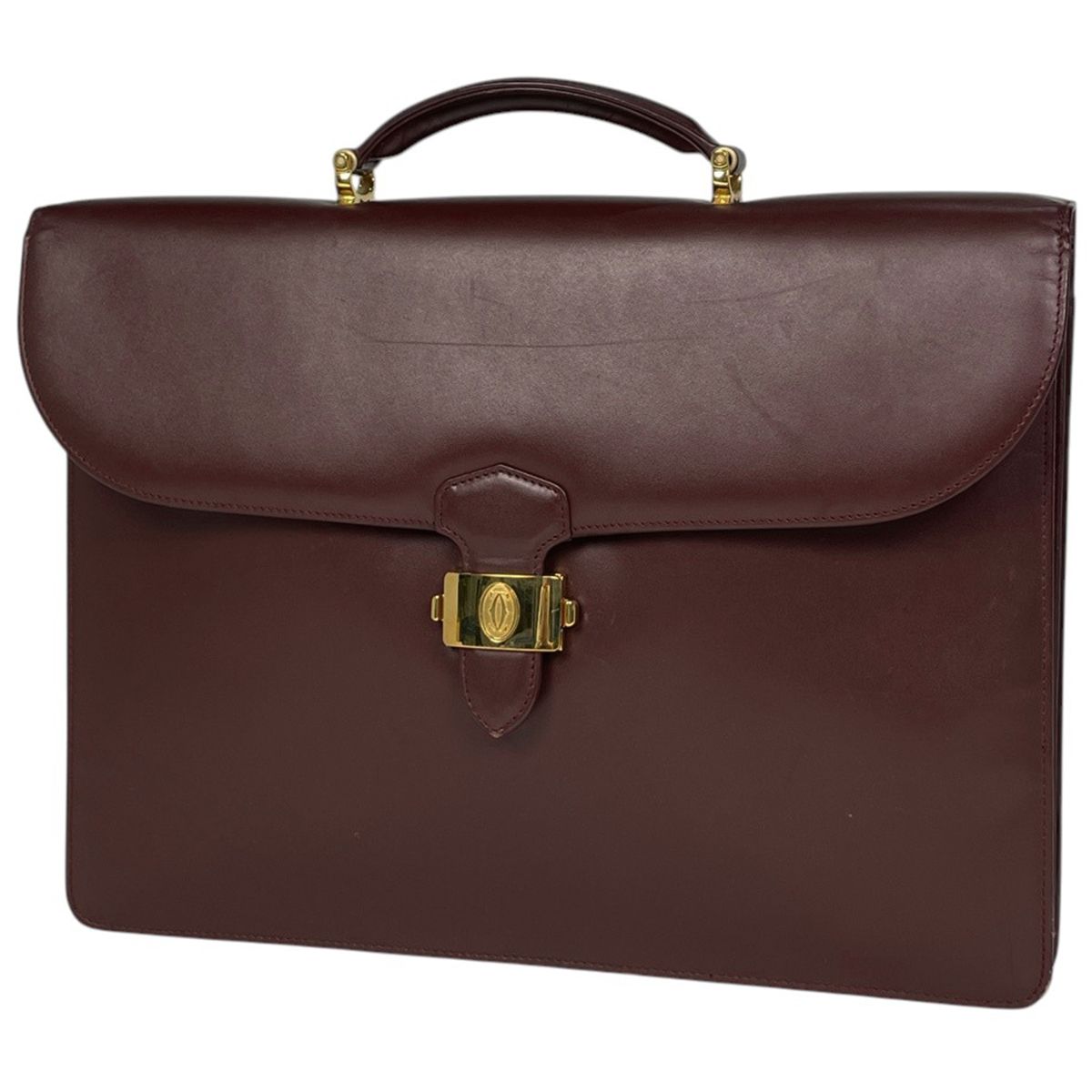 Cartier Must Line Business Briefcase Leather Bordeaux