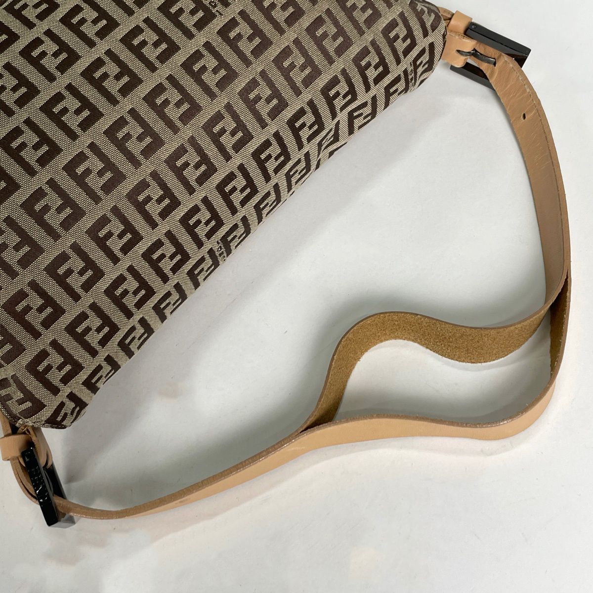 Fendi Zucchino Pattern Shoulder Bag Mamma Baguette Canvas Beige — view 6