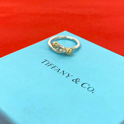 Tiffany & Co Vintage Hook Eye Ring 925 Sterling Silver Gold