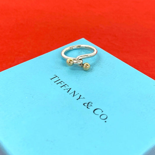 Tiffany & Co Hook Eye Ring 925 Sterling Silver Gold