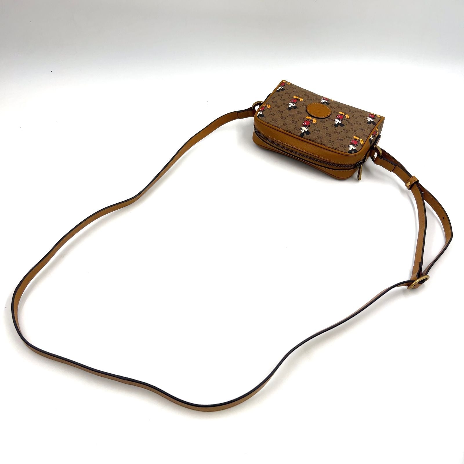 Gucci Disney Micro GG Leather Brown Shoulder Bag Gold — view 5