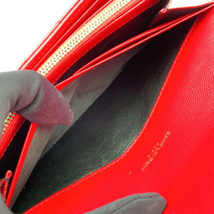 Saint Laurent Paris Monogram Large Flap Leather Red Wallet Gold — view 6