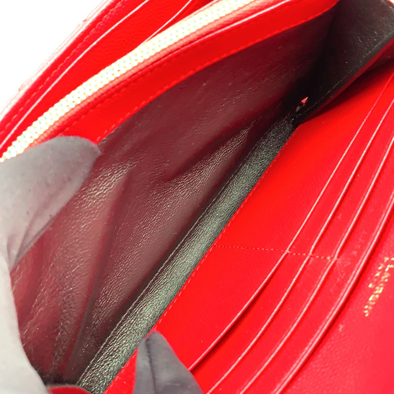 Saint Laurent Paris Monogram Large Flap Leather Red Wallet Gold — view 7