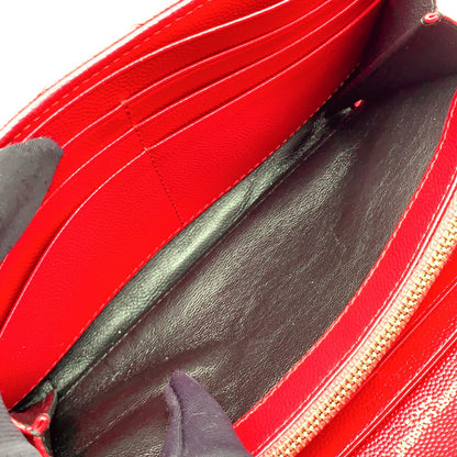 Saint Laurent Paris Monogram Large Flap Leather Red Wallet Gold — view 8