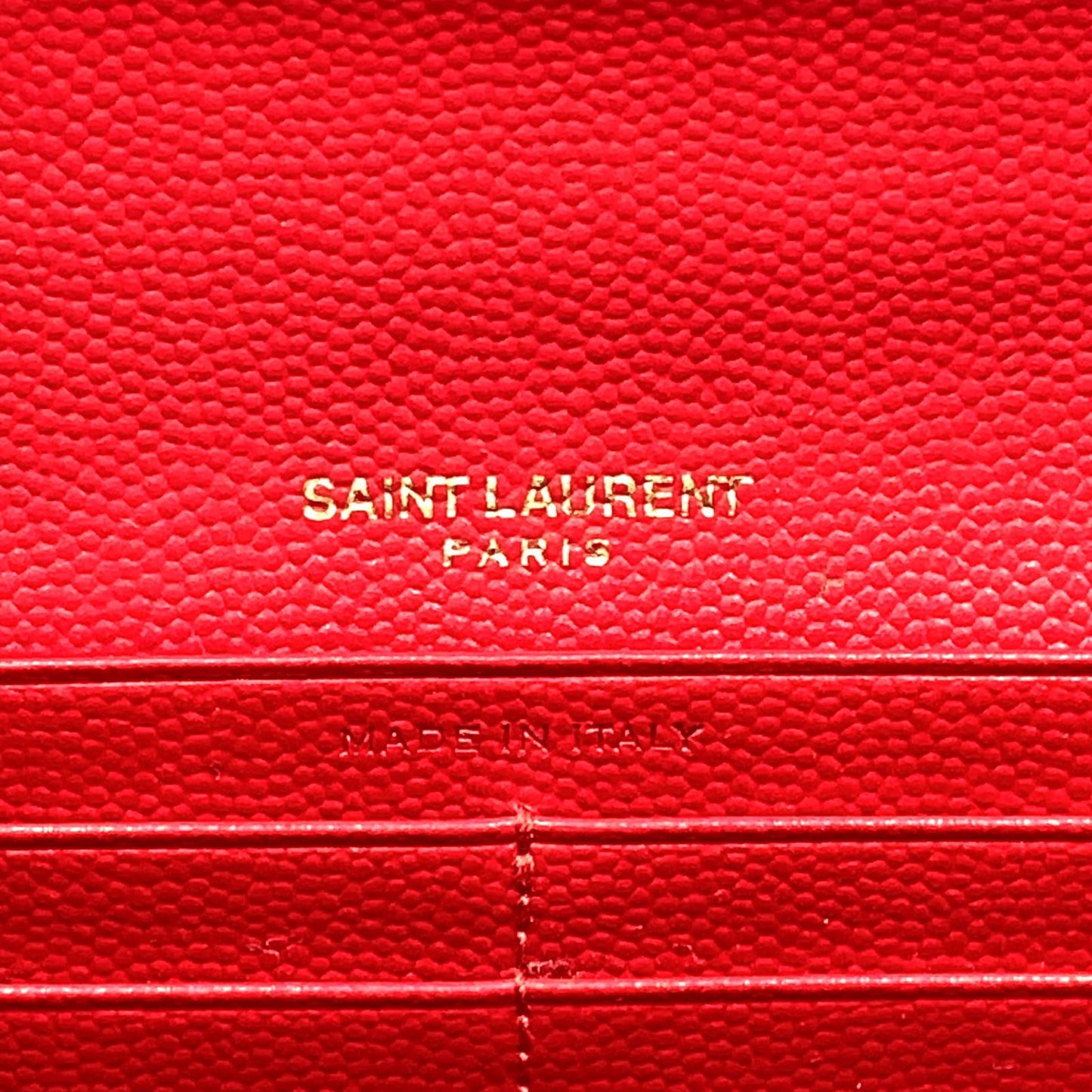 Saint Laurent Paris Monogram Large Flap Leather Red Wallet Gold — view 4