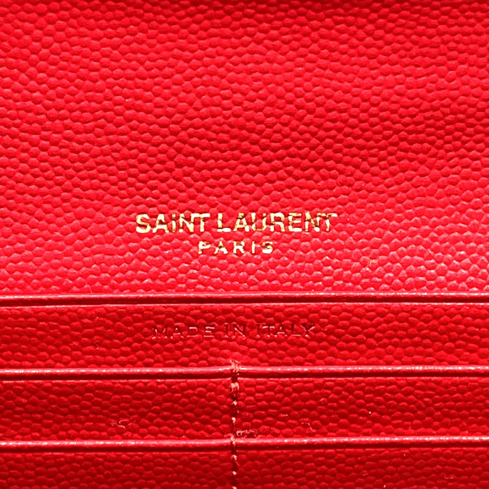 Saint Laurent Paris Monogram Large Flap Leather Red Wallet Gold — view 4