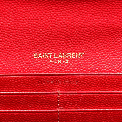 Saint Laurent Paris Monogram Large Flap Leather Red Wallet Gold — view 4