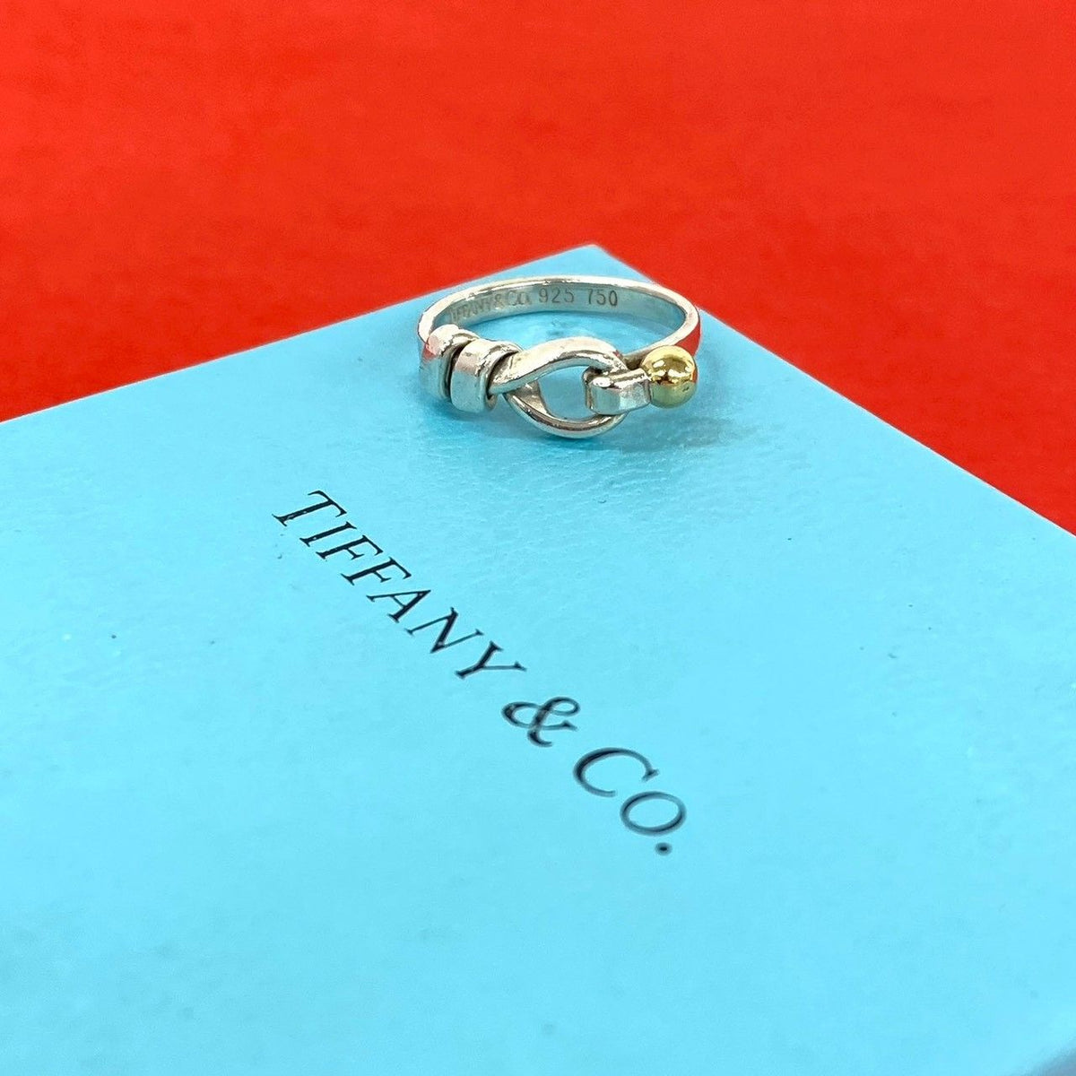 Tiffany & Co Hook Eye Ring 925 Sterling Silver Gold