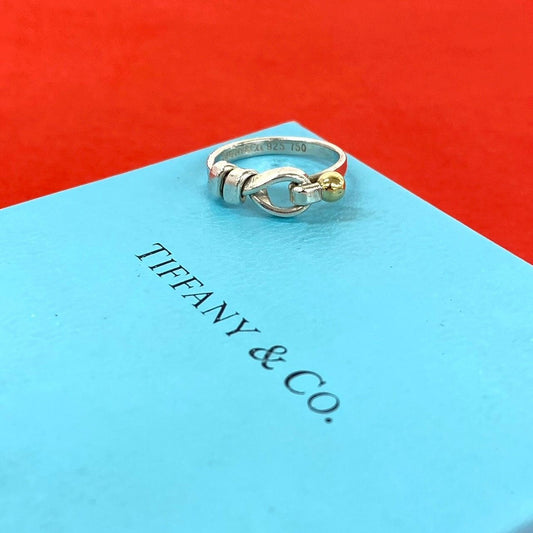 Tiffany & Co Hook Eye Ring 925 Sterling Silver Gold