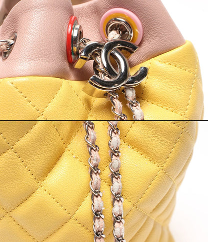 Chanel 2-Way Shoulder Bag Crossbody Silver Quilted Lambskin Drawstring CC Logo — view 8