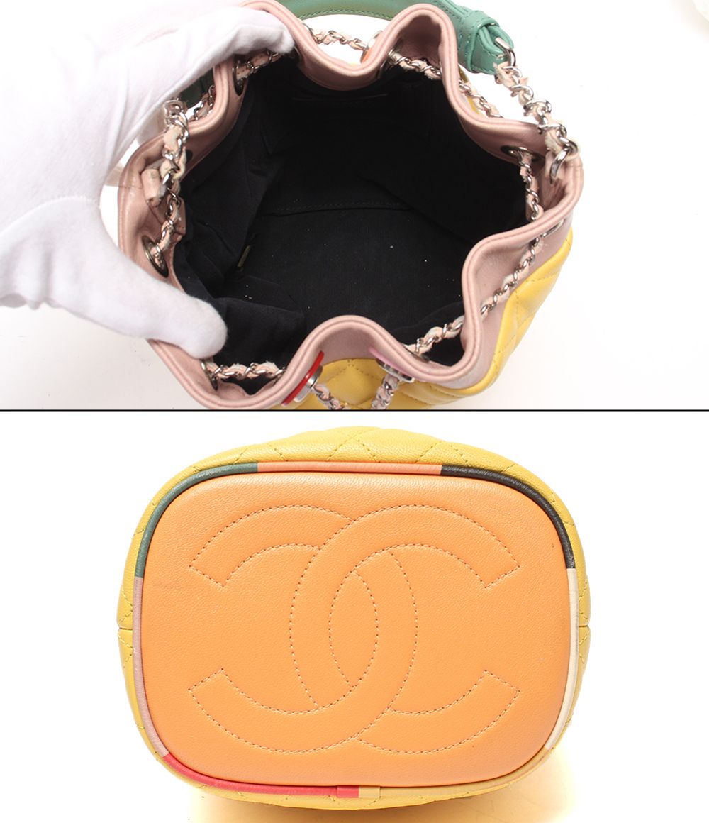 Chanel 2-Way Shoulder Bag Crossbody Silver Quilted Lambskin Drawstring CC Logo — view 3