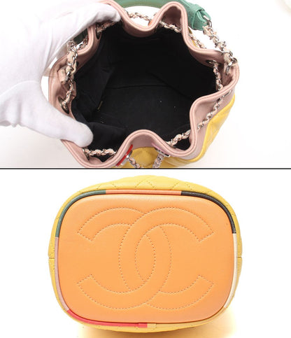 Chanel 2-Way Shoulder Bag Crossbody Silver Quilted Lambskin Drawstring CC Logo — view 3