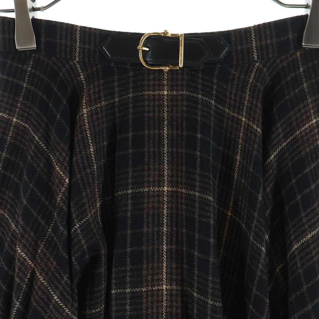 Celine Belt with Buckle Flannel Check Midi Skirt 34 — view 3