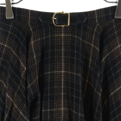 Celine Belt with Buckle Flannel Check Midi Skirt 34 — view 3