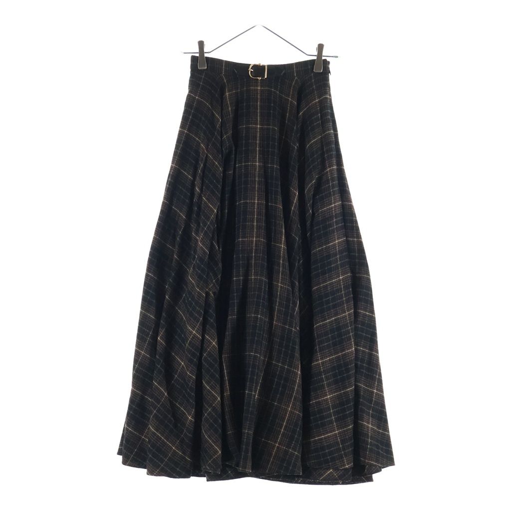 Celine Belt with Buckle Flannel Check Midi Skirt 34