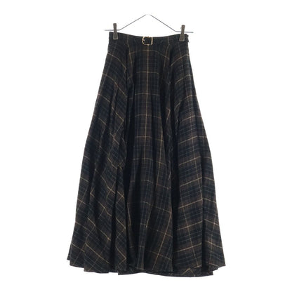Celine Belt with Buckle Flannel Check Midi Skirt 34