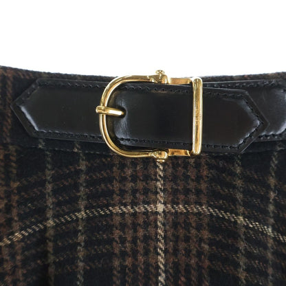 Celine Belt with Buckle Flannel Check Midi Skirt 34 — view 5