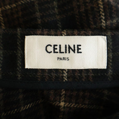 Celine Belt with Buckle Flannel Check Midi Skirt 34 — view 7