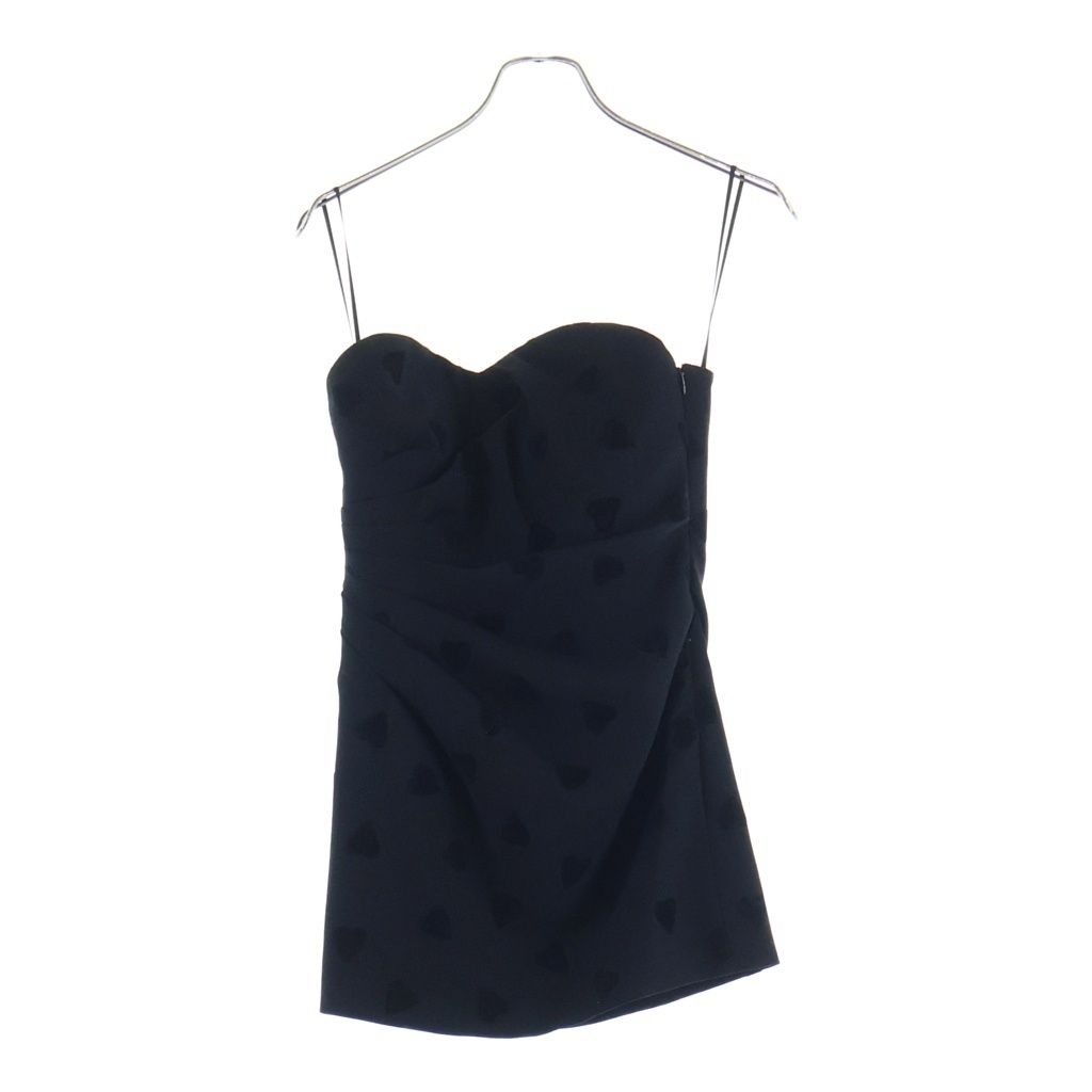 Celine Heart Pattern Wool Sable Mini Bustier Dress Black
