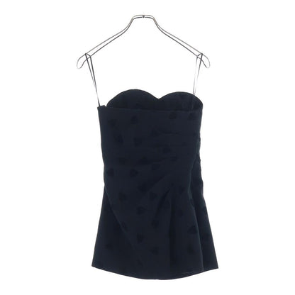 Celine Heart Pattern Wool Sable Mini Bustier Dress Black — view 2