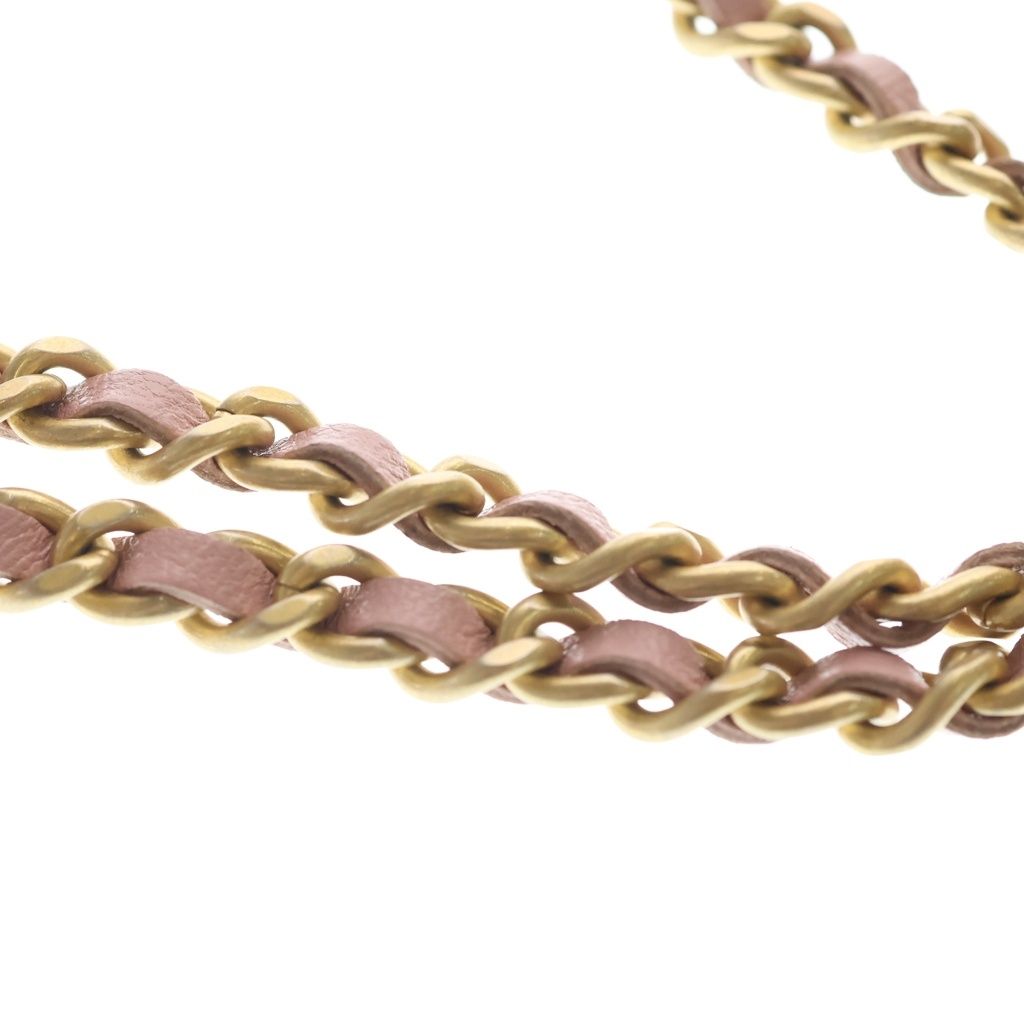 Chanel CC Logo Chain Mini Shoulder Bag Pink Leather Suede Gold — view 7