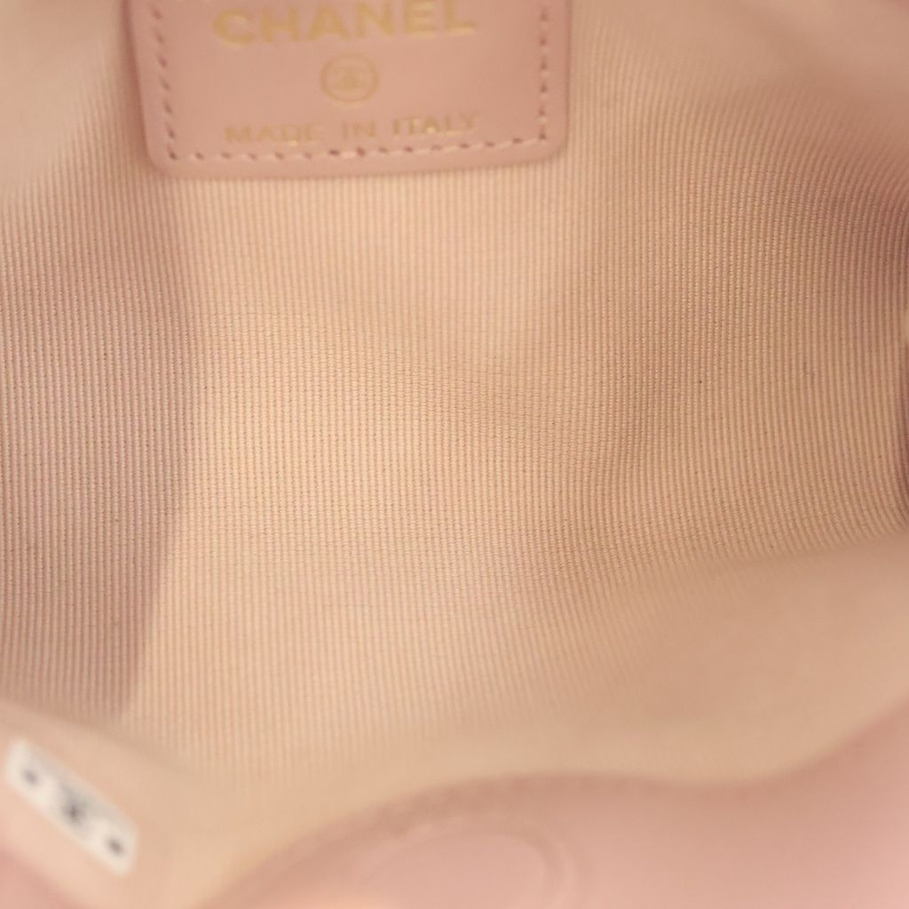 Chanel CC Logo Chain Mini Shoulder Bag Pink Leather Suede Gold — view 8