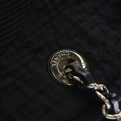 Chanel Deauville Large Chain Tote Bag Black Canvas Silver — view 6
