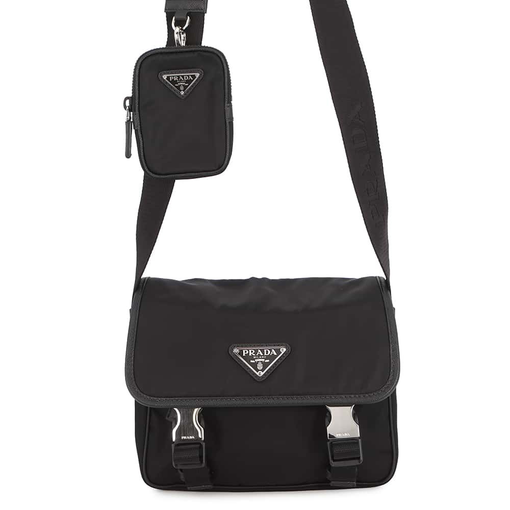 Prada Shoulder Bag Re-Nylon Triangle Logo Black